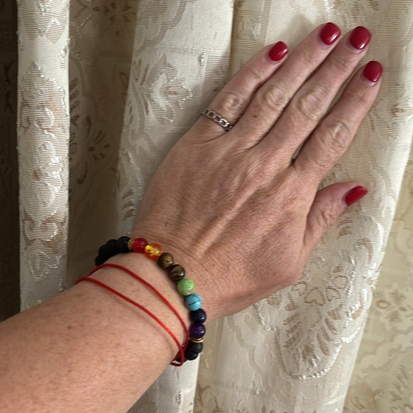 Chakra balancing stretch bracelet Seven chakra stones with lava beads - Picture 3 of 6
